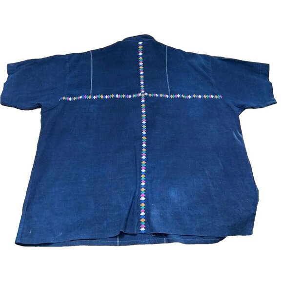 Classy City Chicks Guatemalan Made Cotton Acrylic Mens Short Sleeve Navy Blue Em - Picture 7 of 12